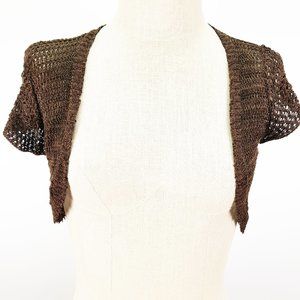 American Attitudes Shrug, Knitted Brown Shrug, Top